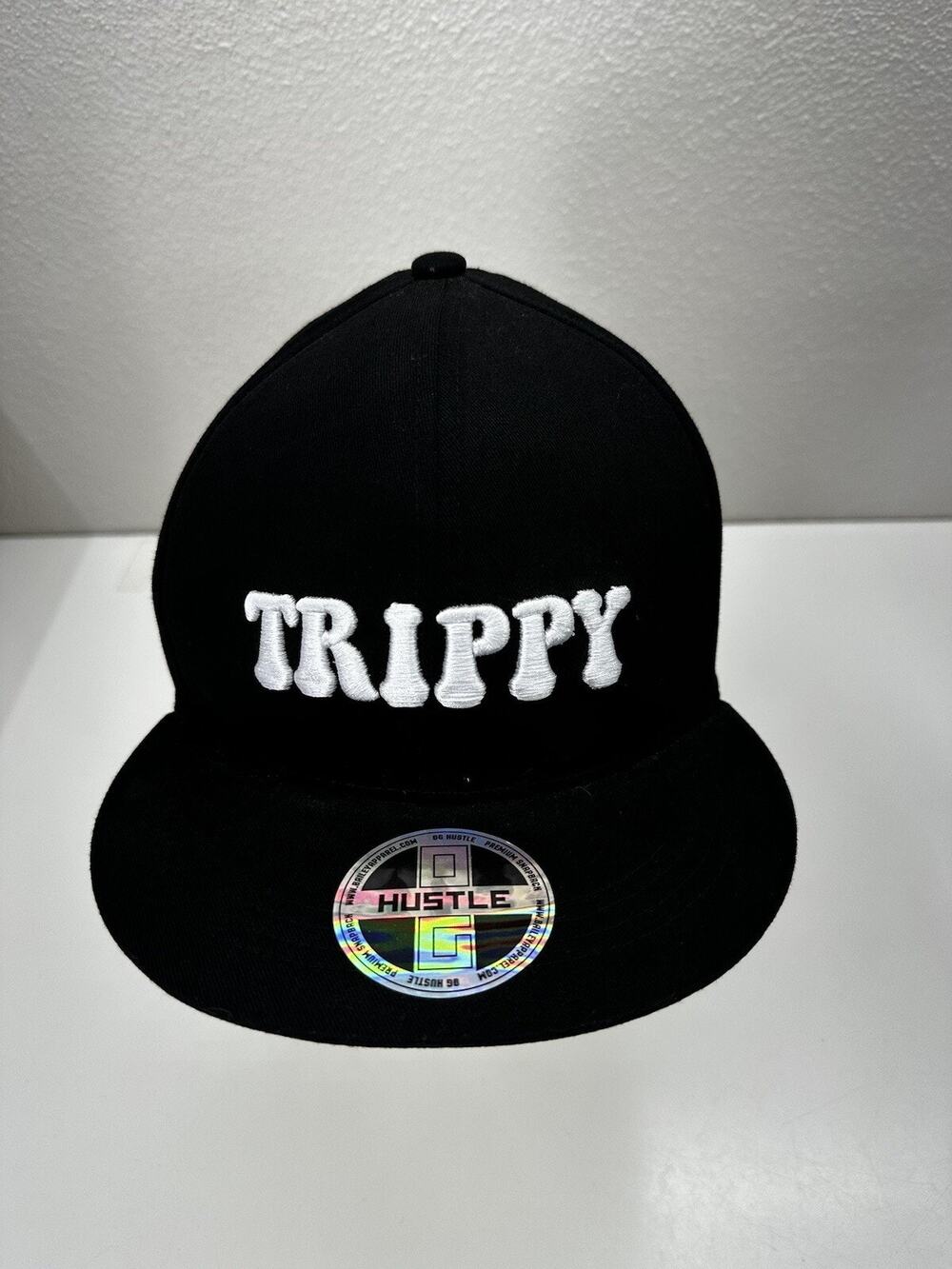 OG Hustle Snapback Trippy Logo Black Flat Brim Adjustable Cap
